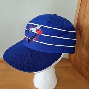 Vintage Toronto Blue Jays Hat Pillbox Striped Snapback MLB Baseball Foam